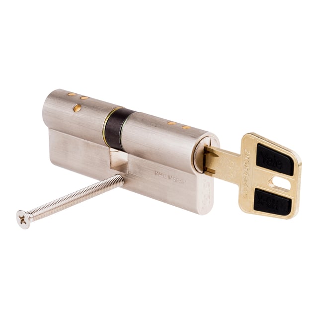 CILINDRO ALTA SEGURIDAD  ANTIBUMPING 40 X 40 MM. PUNTOS LEVA 15 MM. NIQUEL HSK YALE