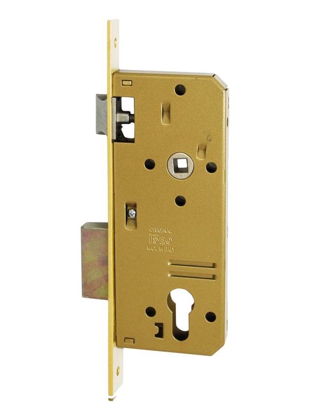 CERRADURA DE EMBUTIR PARA PUERTA DE  MADERA  35MM 200N LATONADA ISEO