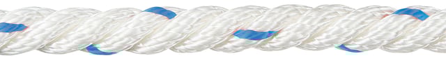 CUERDA POLIPROPILENO 6  MM. 1 M BLANCO CON PINTAS AZULES ROMBULL