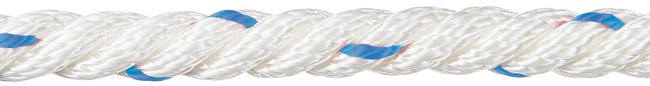 CUERDA POLIPROPILENO 6  MM. 1 M BLANCO CON PINTAS AZULES ROMBULL - 1
