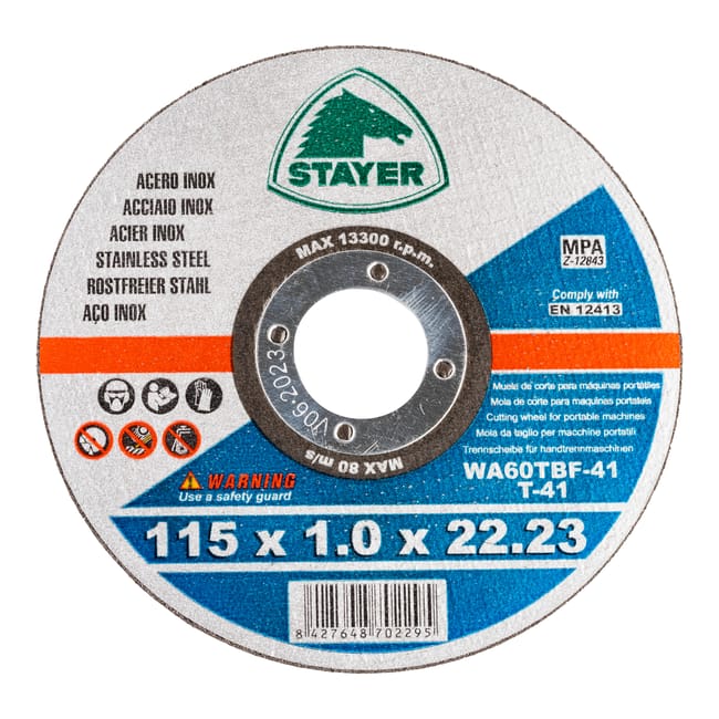 DISCO AMOLADORA CORTE FINO METAL INOX 115MM STAYER 100UDS - 1