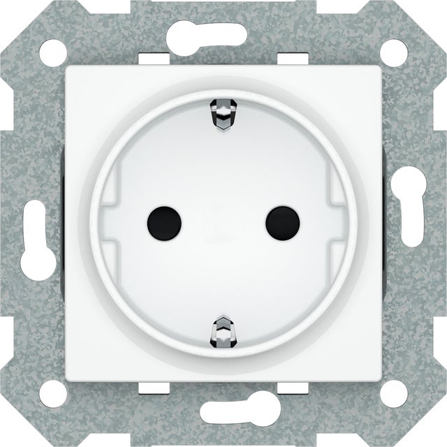 SCHUKO CON TOMA LATERAL Y BASTIDOR SERIE VIVA BLANCO