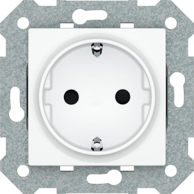 SCHUKO CON TOMA LATERAL Y BASTIDOR SERIE VIVA BLANCO - 1