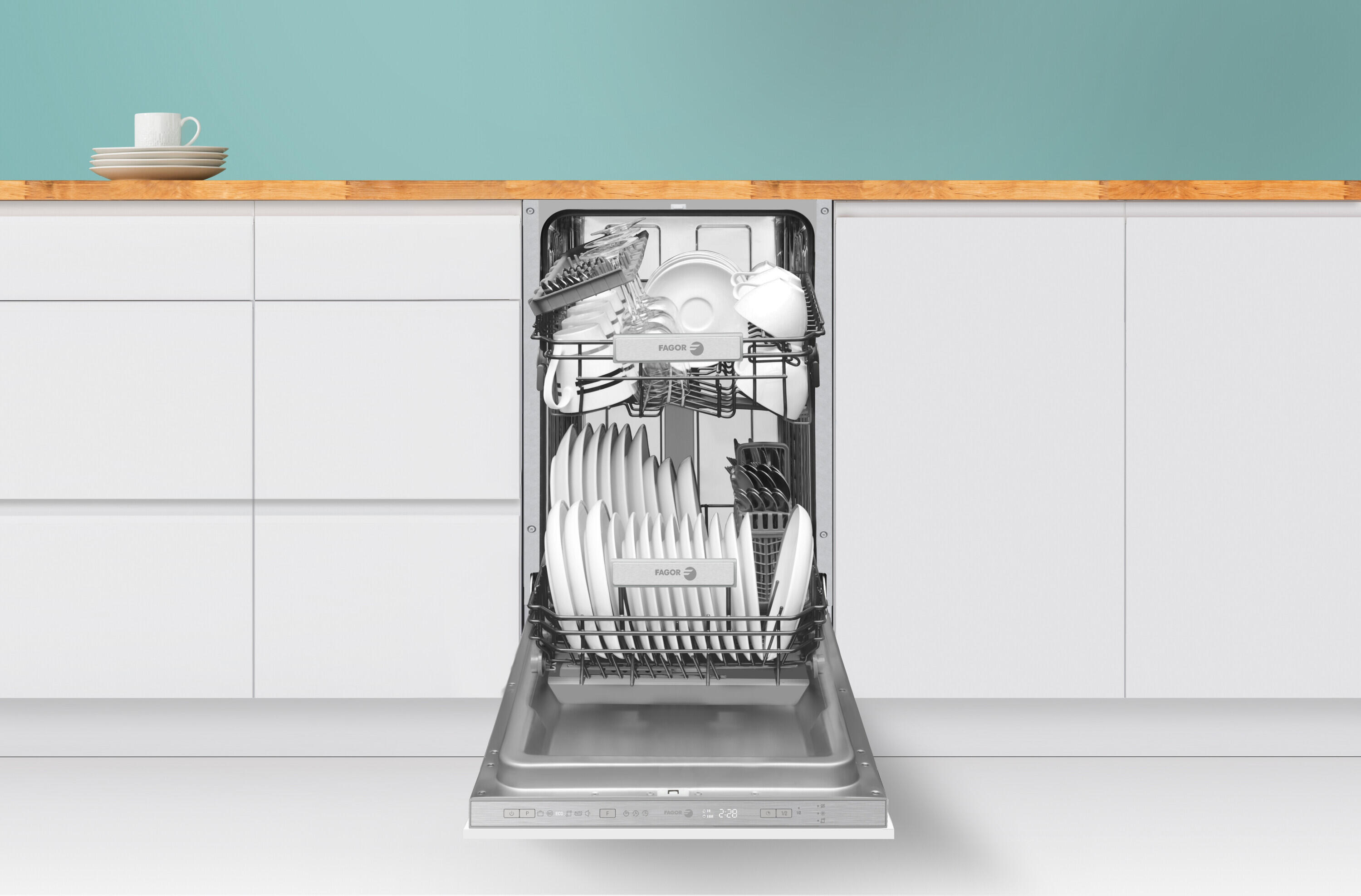 Lavavajillas FAGOR LAV 45CM ENCASTRE 4LVF-424IT 12 cubiertos 6 programas con inicio diferido blanco 45cm clase E - 4