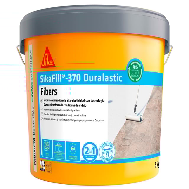 REVESTIMIENTO ELÁSTICO SIKAFILL-370 FIBRAS 5 KG BLANCO