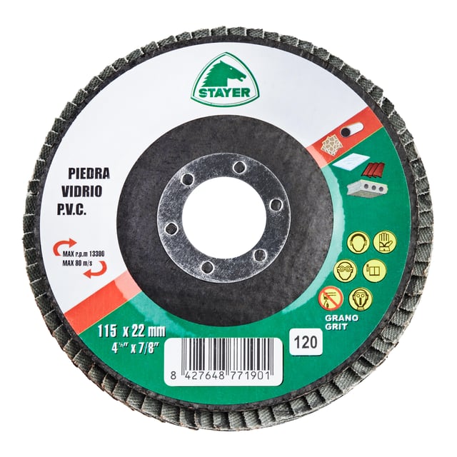 DISCO MIL HOJAS PIEDRA 115MM GRANO 120 STAYER