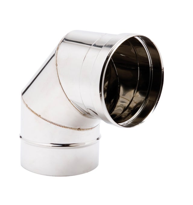 CODO 90º INOXIDABLE PARED SIMPLE 150MM