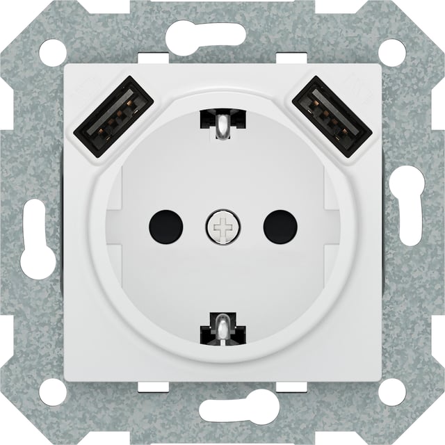 SCHUKO CON USB SERIE VIVA BCO