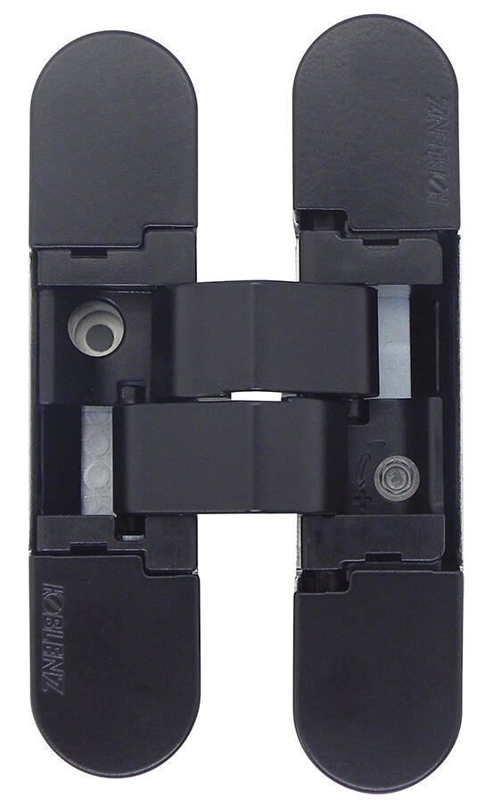 BISAGRA OCULTA EN ACERO Y ZAMAK NEGRO 