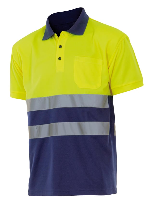 POLO MANGA CORTA ALTA VISIBILIDAD AZUL AMARILLO TALLA L VELILLA 305504
