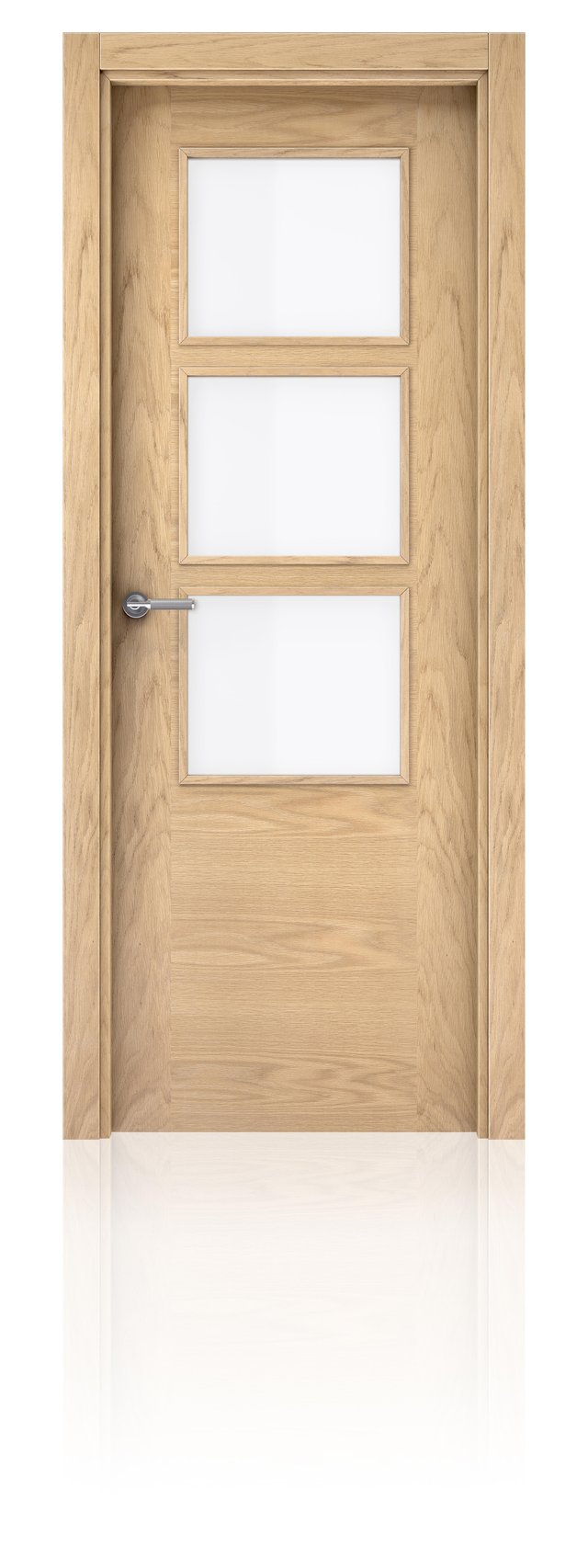 PUERTA INTERIOR EN BLOCK LISA ROBLE DEC  VIDRIADA 82,5 CM. DERECHA
