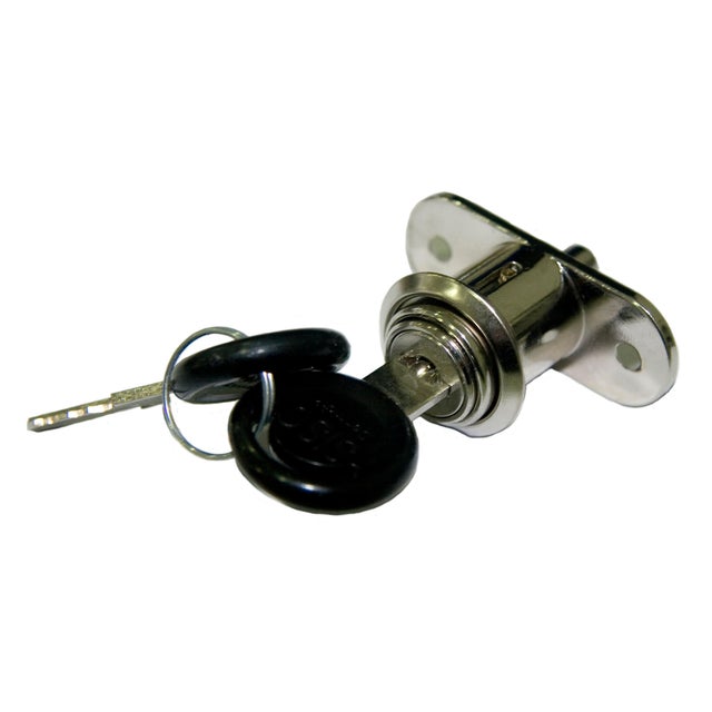 CERRADURA VITRINA PUERTA CRISTAL CORREDERA CON PULSADOR ACERO NIQUELADO