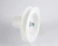 POLEA DE PVC COMPACTO 120 CON ESPIGA DE 12 EJE 40 MM Y CINTA 18 MM - 1