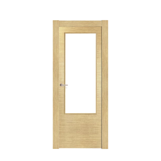 PUERTA ABATIBLE EN BLOCK BARNIZADA 72,5CM DERECHA