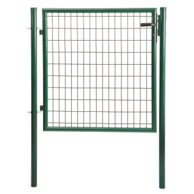 PUERTA METÁLICA POSTE REDONDO VERDE 1X1,5 M MALLA 100X50 MM