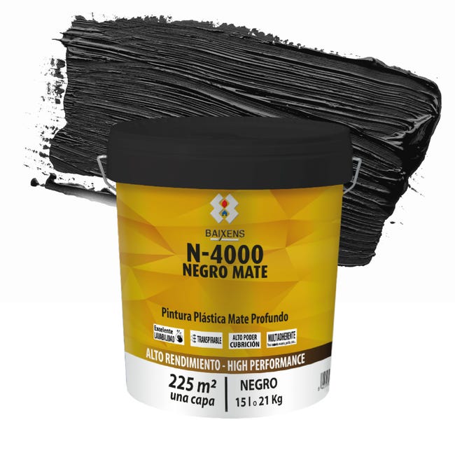 PINTURA PLASTICA NEGRA MATE 4L N-4000 - 1