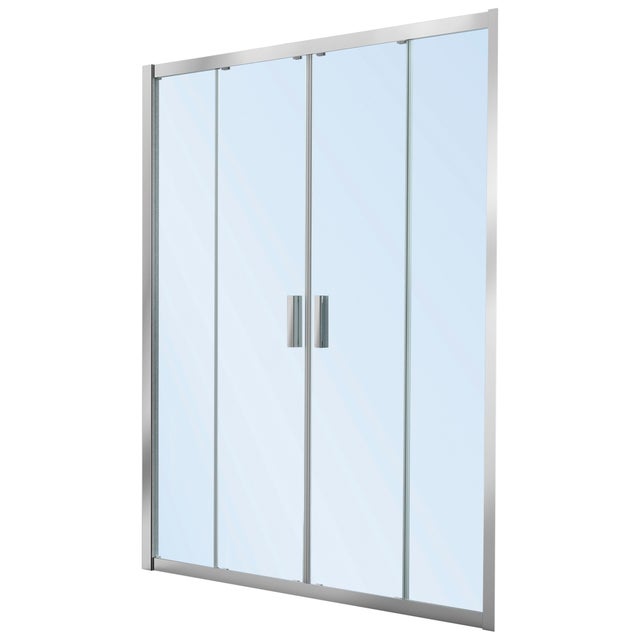 MAMPARA DE DUCHA 2 PUERTAS FRONTAL CORREDERA ROCA URA NEW 200CM PLATA