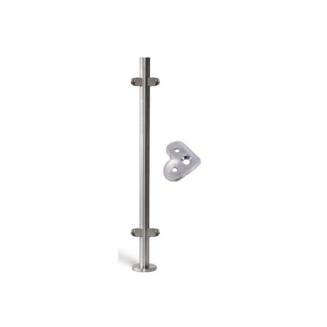 POSTE ANGULO ACERO INOXIDABLE PARA CRISTAL CON PLACA