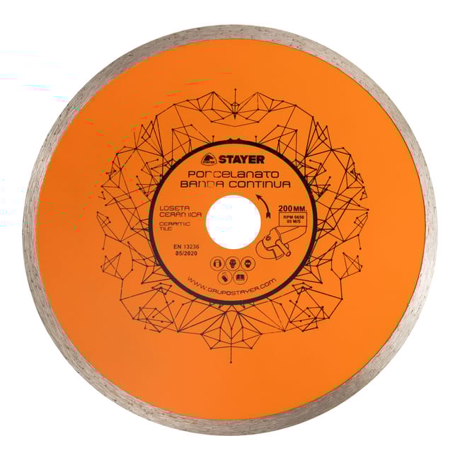 DISCO DE DIAMANTE MESA DE CORTE PORCELÁNICO BANDA CONTÍNUA 200MM STAYER - 1