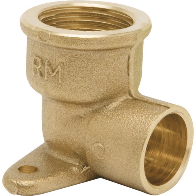 CODO 90º CON SOPORTE LATÓN 15MMX1/2