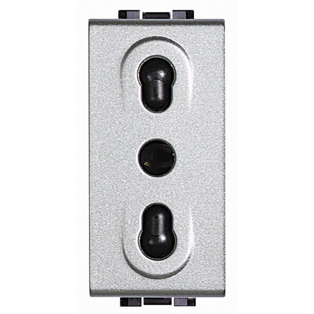 ENCHUFE BIPOLAR ESTRECHO SERIE LIVING ALUMINIO