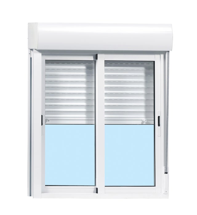 VENTANA ALUMINIO CORREDERA CON PERSIANA BLANCA 140X138CM