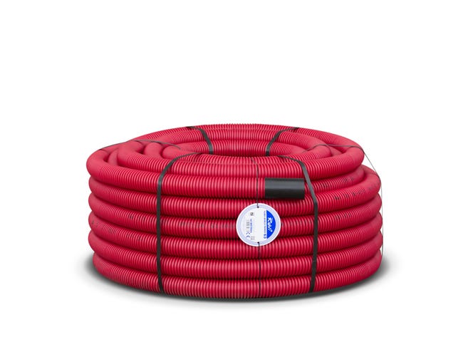 TUBO CORRUGADO DOBLE CAPA ROJO 63MM 50M - 1