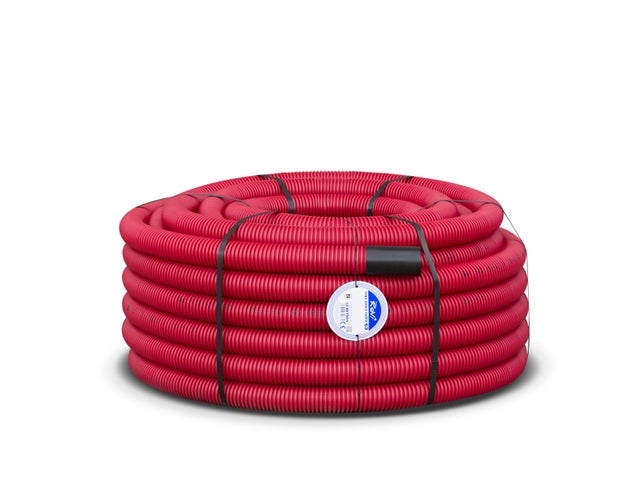 TUBO CORRUGADO DOBLE CAPA ROJO 63MM 50M