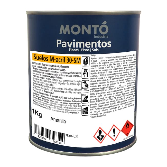 PINTURA SEÑALIZACIÓN Y PARKING 1KG AMARILLO - 1