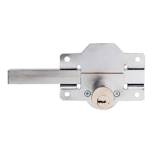 CERROJO PUERTA DE SEGURIDAD INTERIOR Y EXTERIOR CROMADO 5 LLAVES AMIG
