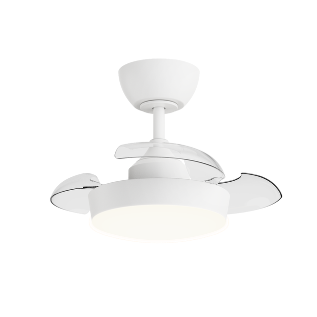 Ventilador de techo con luz silencioso DC 49W con mando ø55 cm Wizz Lorca INSPIRE blanco y beige luz CCT 3 aspas retráctiles tipo lámpara| 6 velocidades| modo verano/invierno| temporizador| brisa| recomendado para <13m²