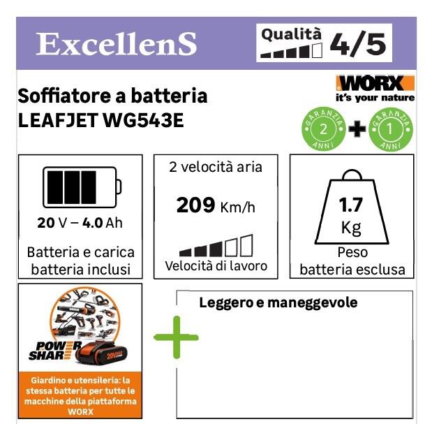Soffiatore a batteria WORX WG543E, 20 V 1 batteria inclusa - 11