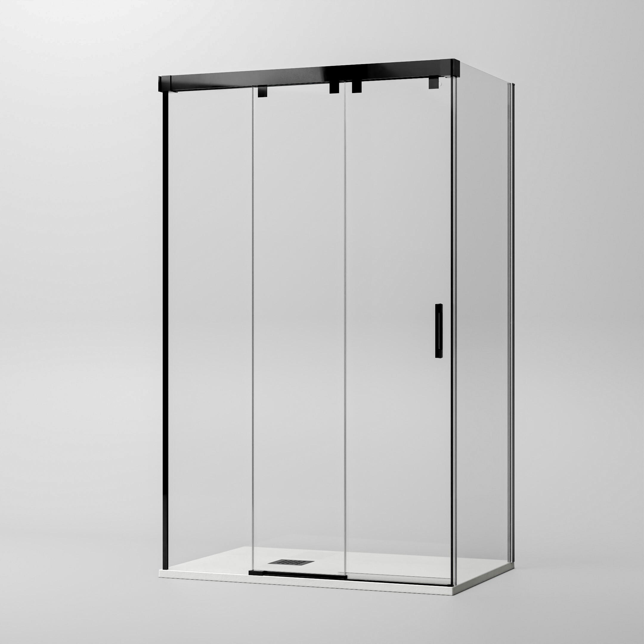 Mampara De Ducha Frontal Con Panel Fijo Lateral Corredero Transparente mampara-de-ducha-frontal-con-panel-fijo-lateral-corredero-transparente