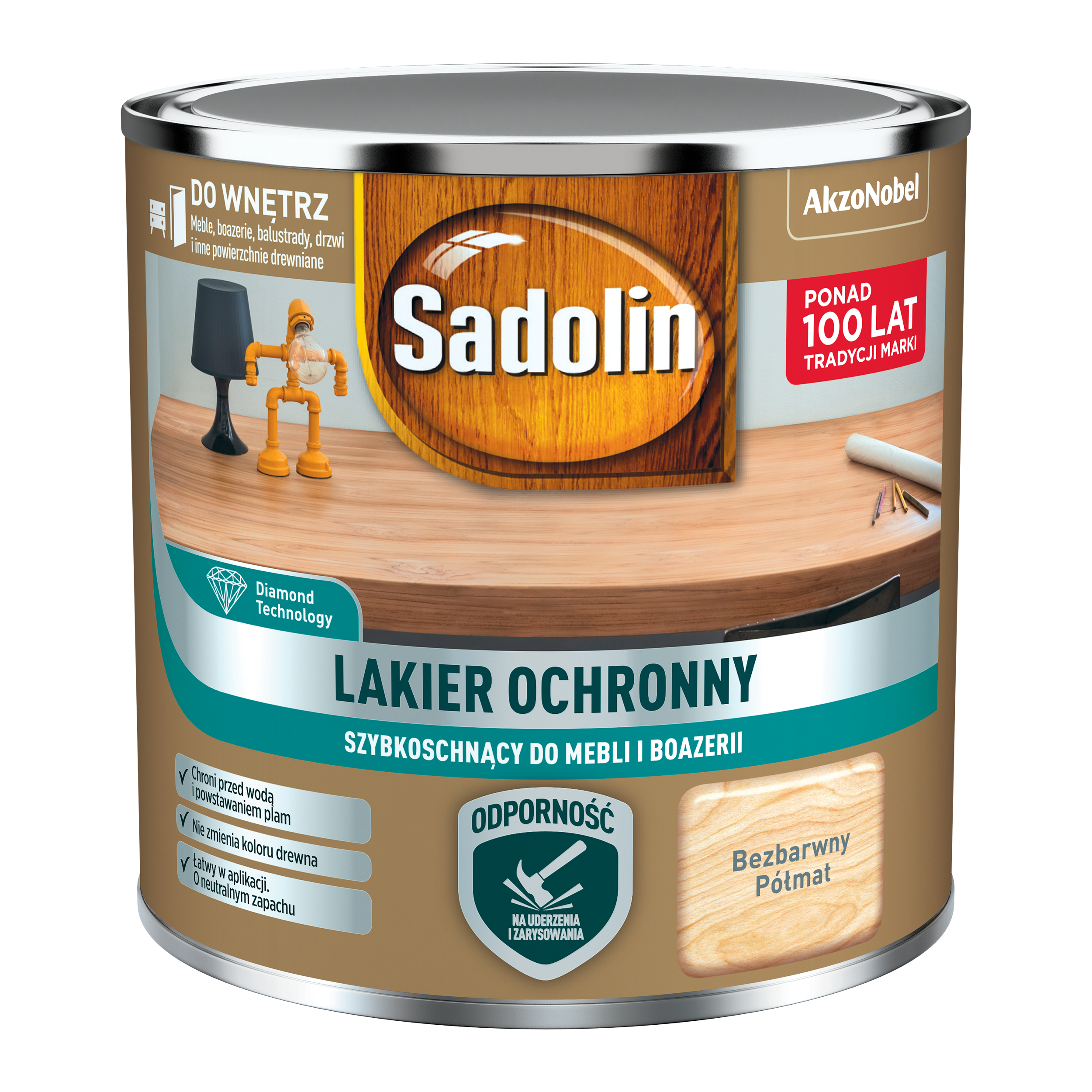 Lakier do mebli i boazerii bezbarwny półmat 0.2 l Sadolin