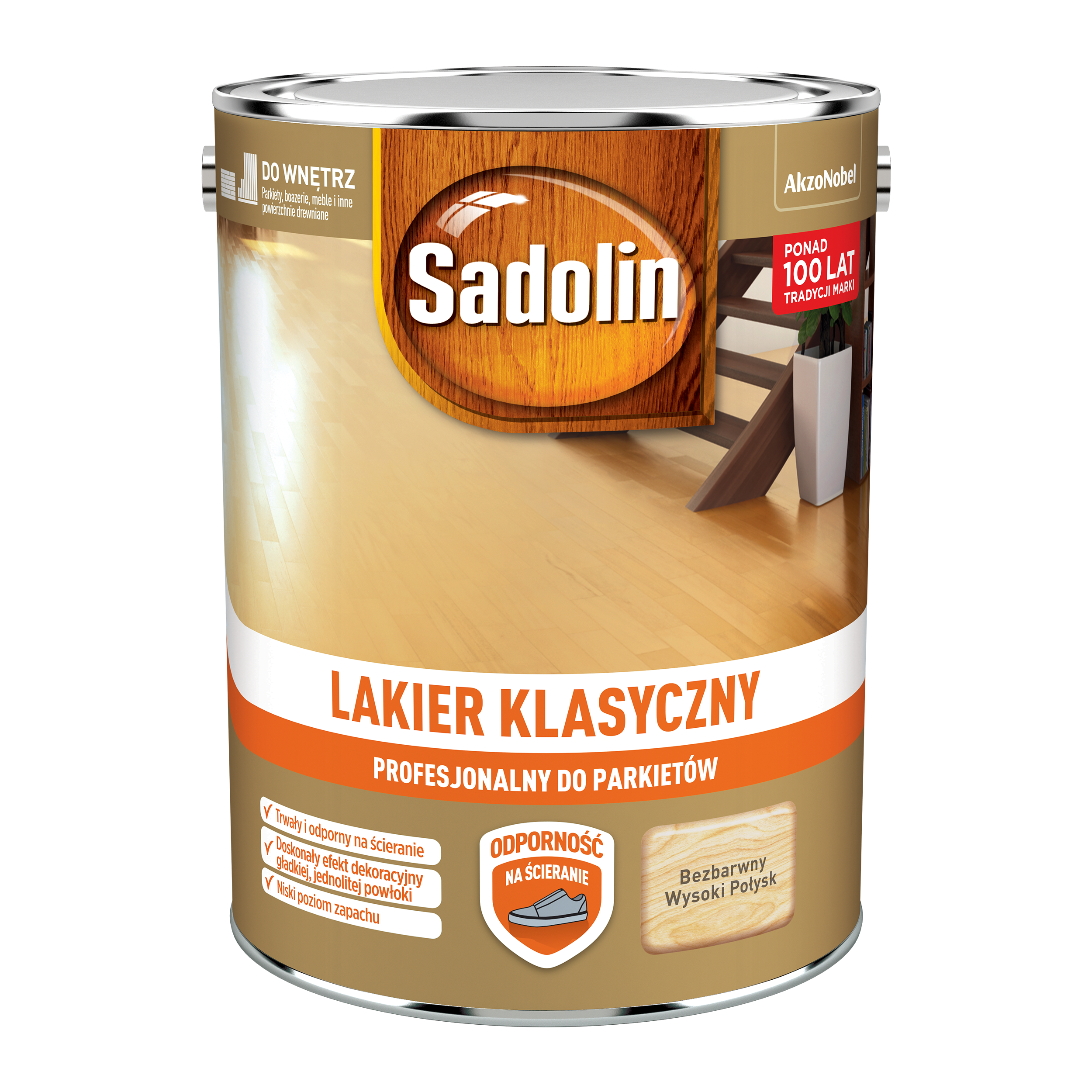 Lakier do parkietu klasyczny bezbarwny wysoki połysk 4.5 l Sadolin