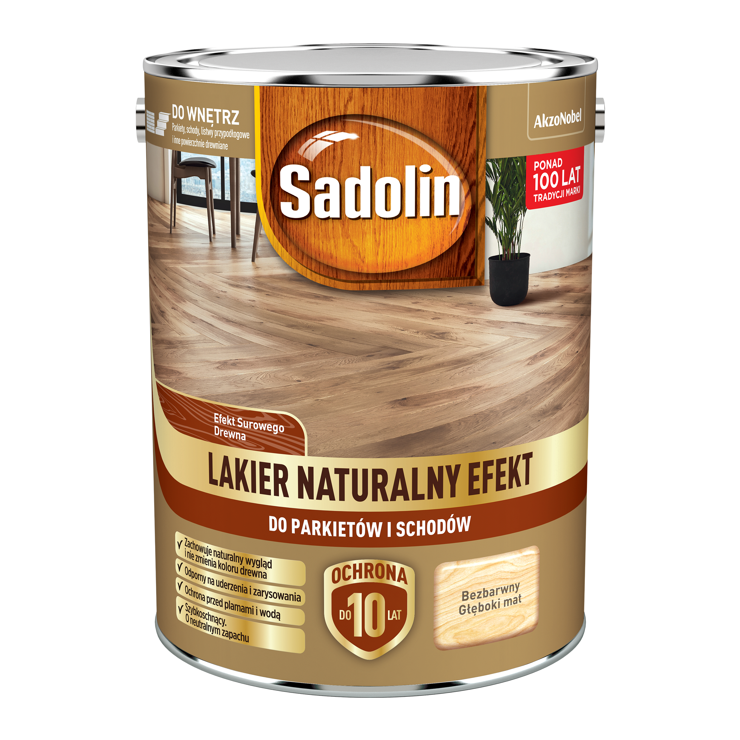 Lakier do parkietu i schodów bezbarwny głęboki mat 4.5 l Sadolin