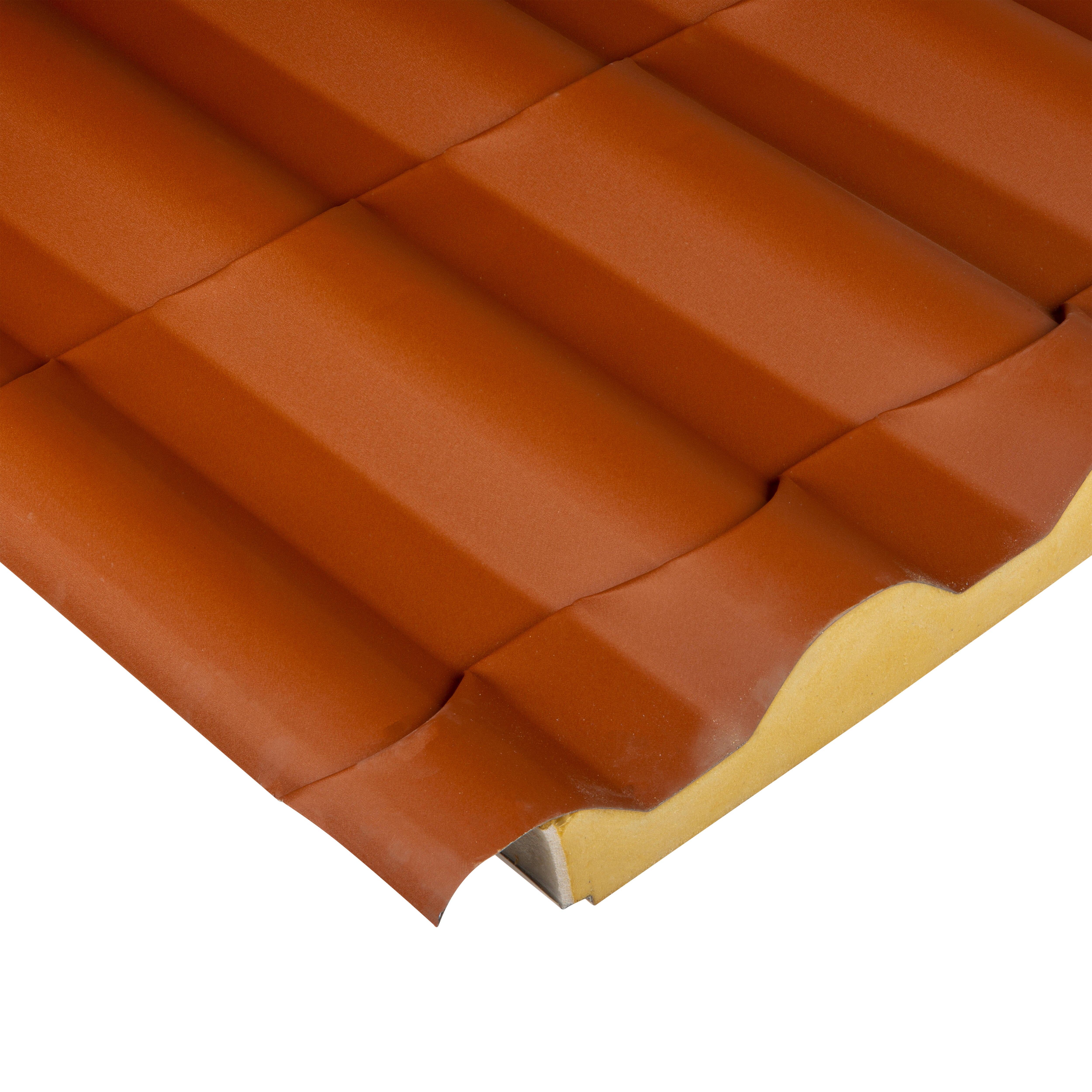 PANEL SÁNDWICH IMITACIÓN TEJA COPPO ROJO/BLANCO 4 CM 6.65X1 M - 7