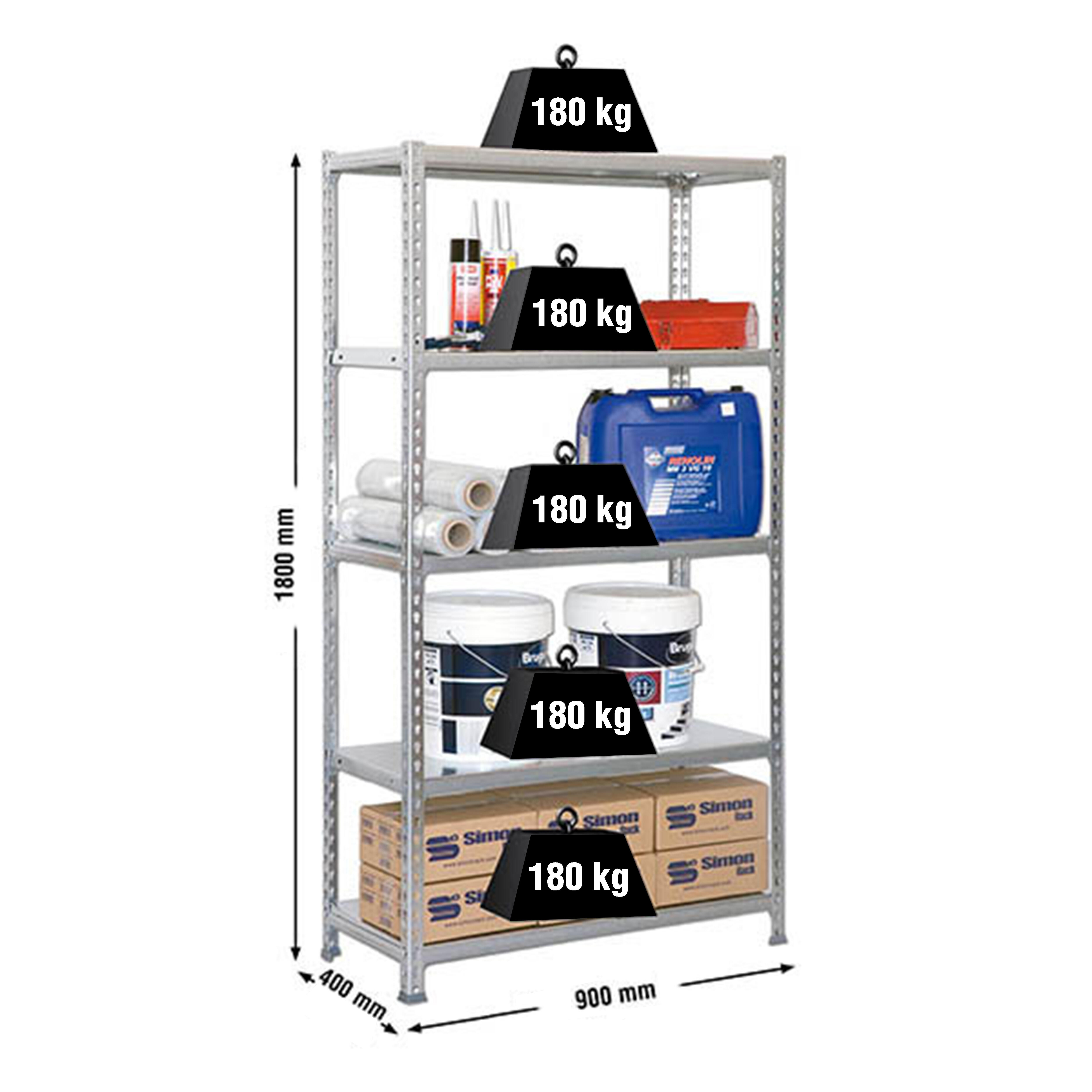 ESTANTERÍA METÁLICA 180 X 90 X 40 CM - 4