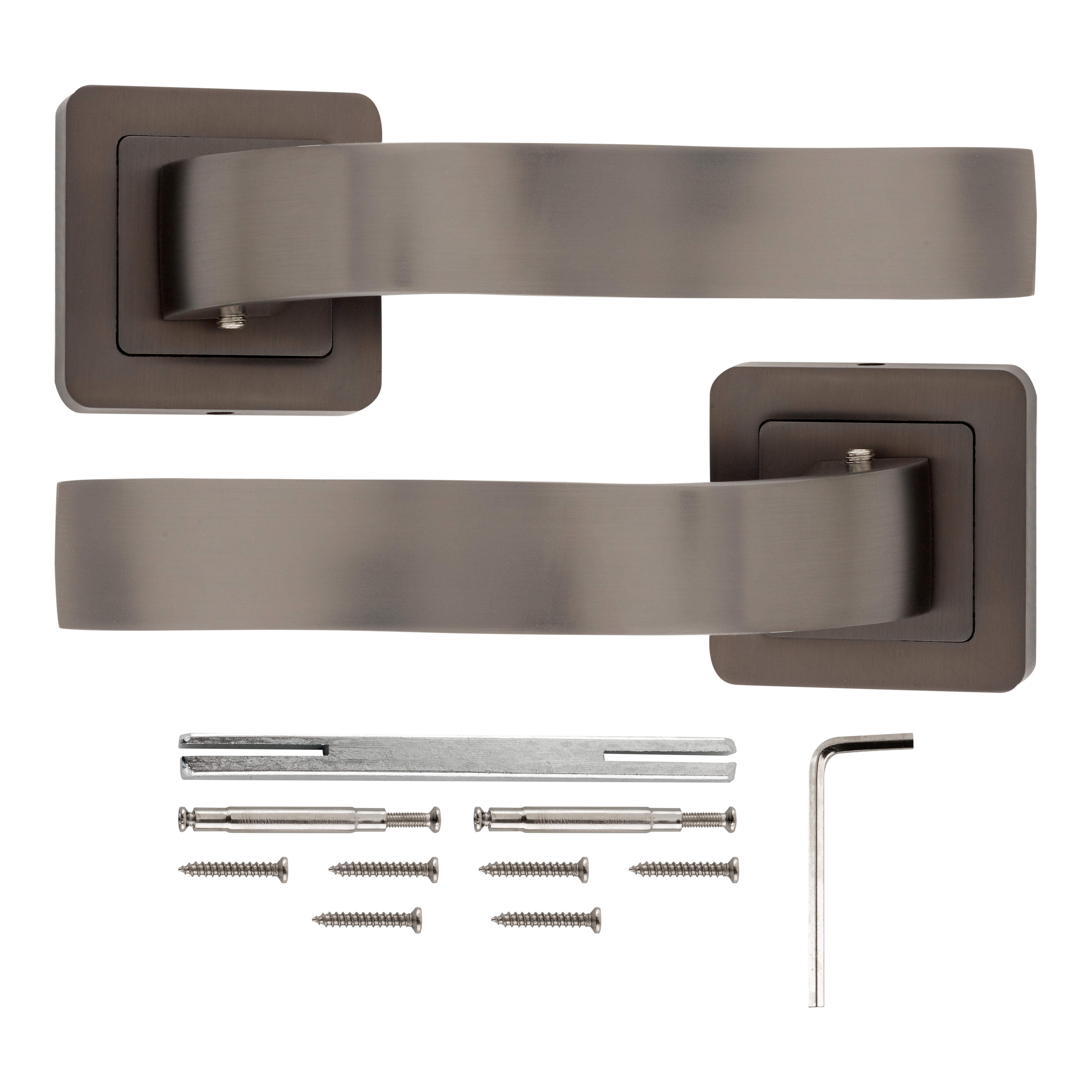 JUEGO DE MANILLA ROSETAS ZAMAK GRAFITO MATE 8844 - 3