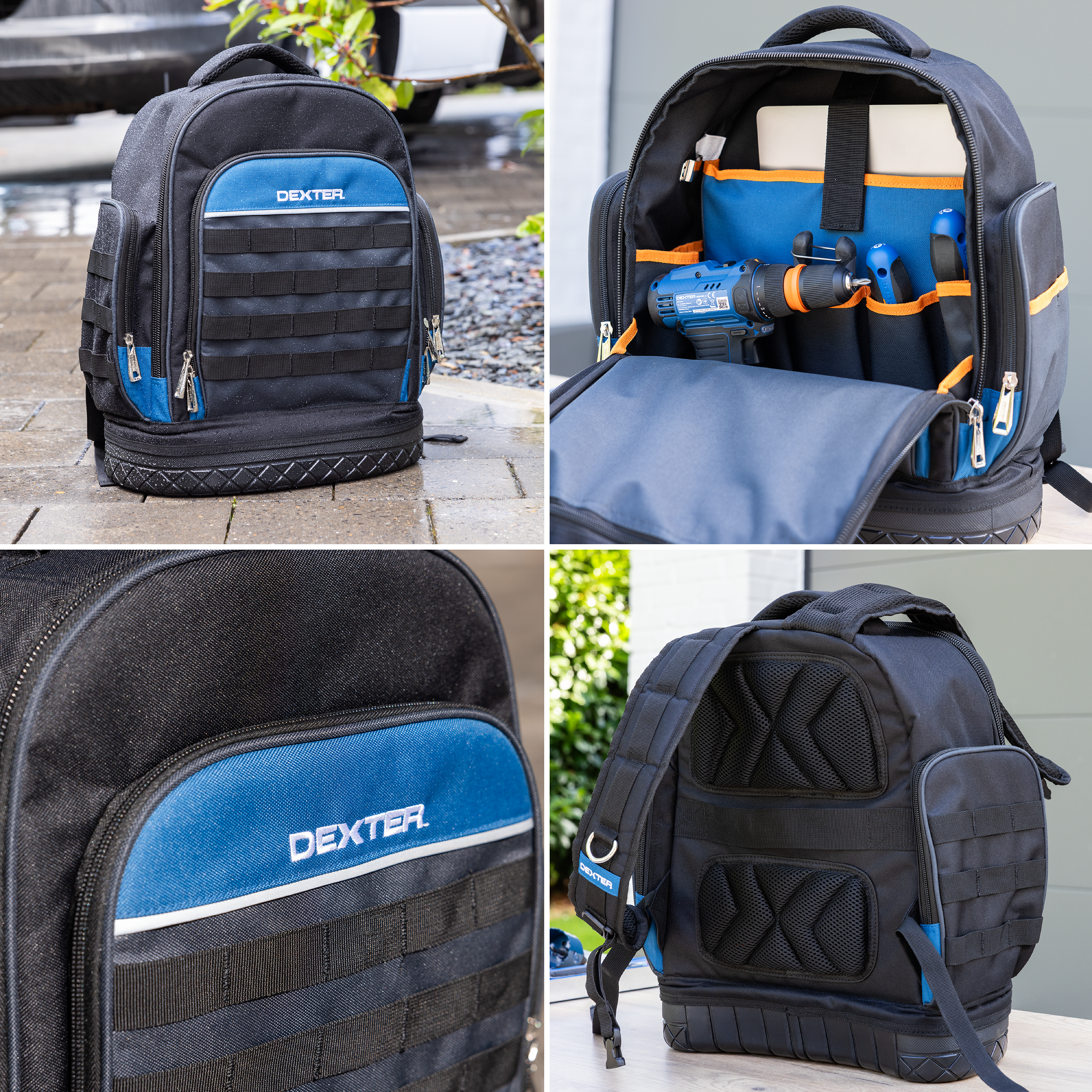 Mochila porta ferramentas 30 litros poliéster 37x43x19 cm Dexter - 8