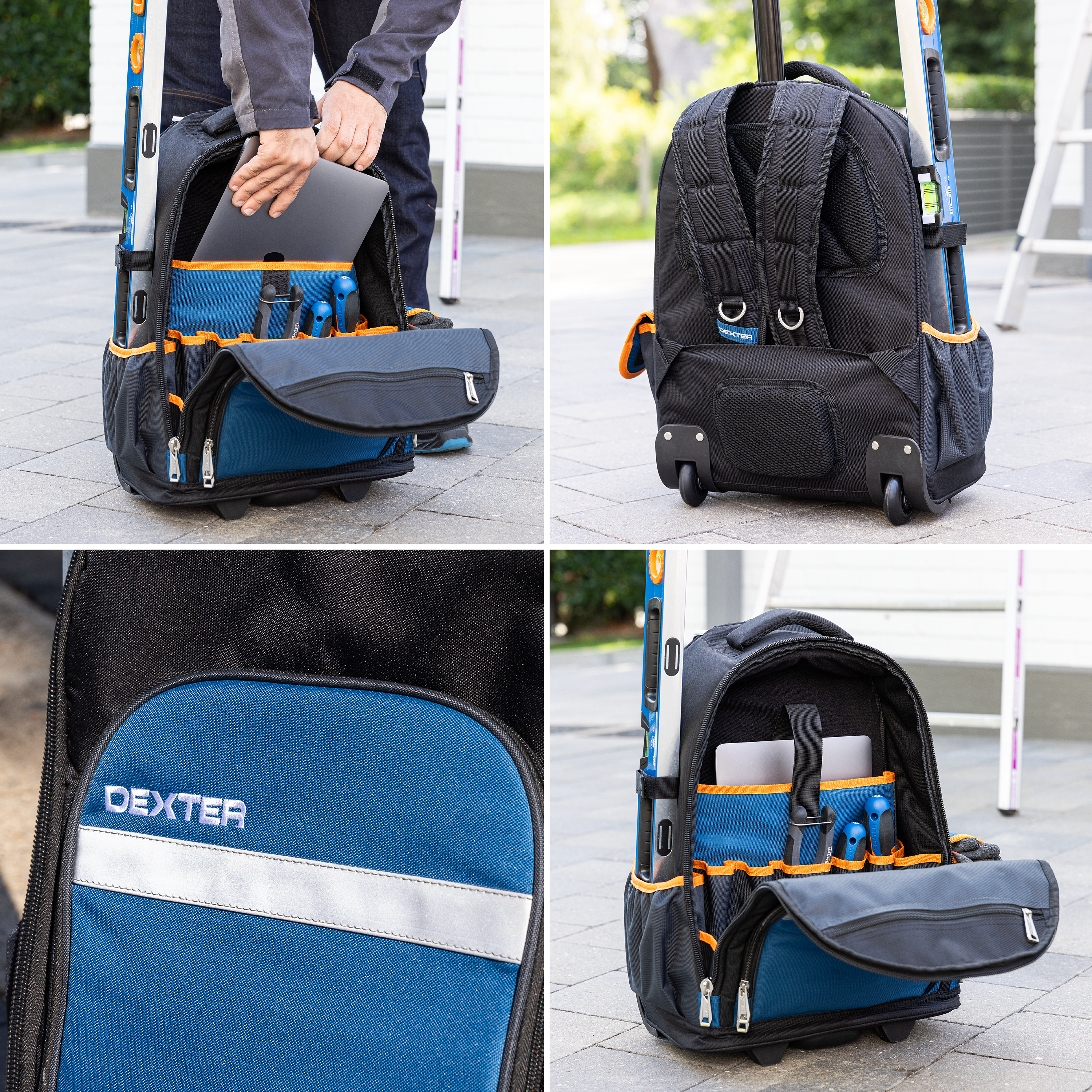 Mochila porta ferramentas trolley 40 litros poliéster 35x51x23 cm Dexter - 10