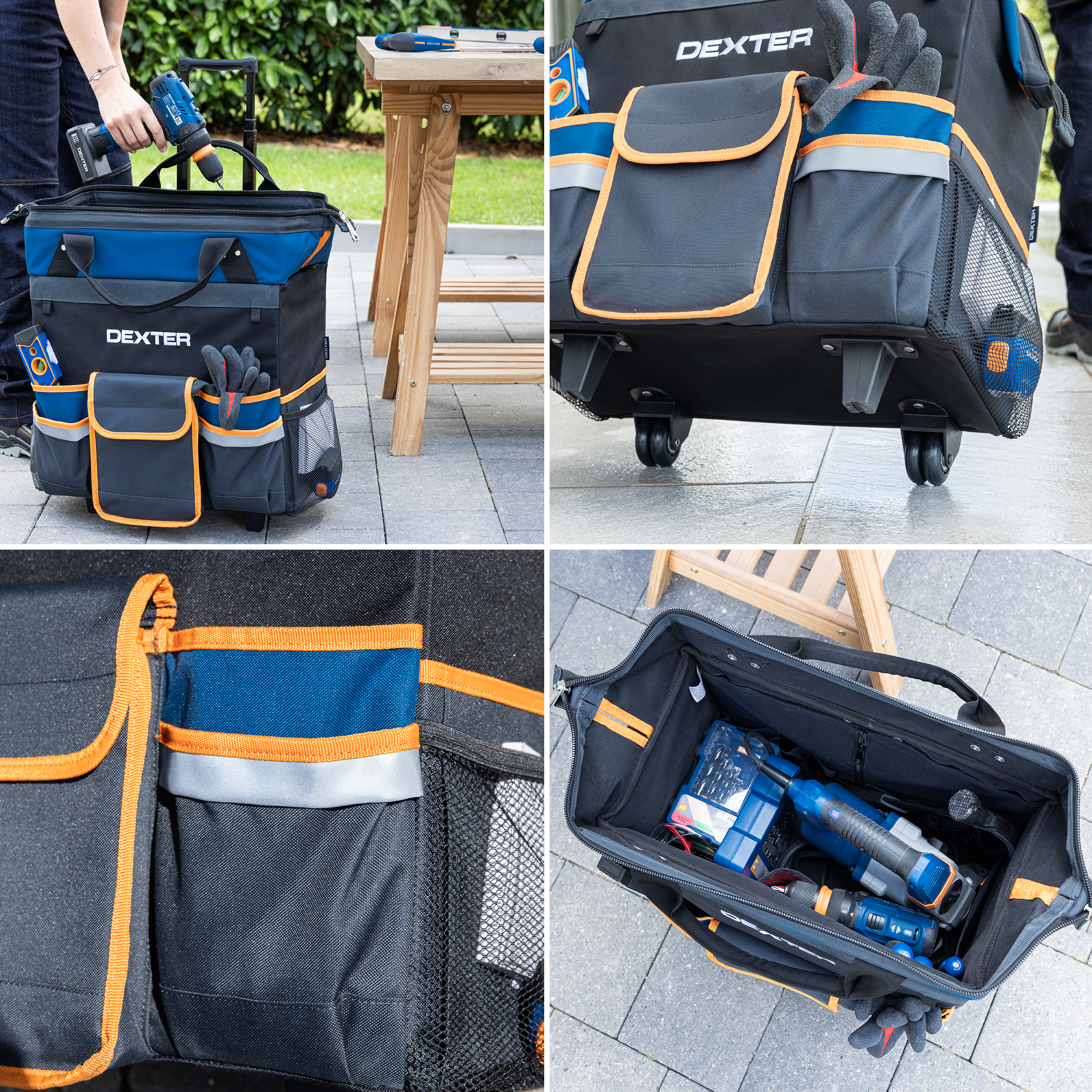 Saco para ferramentas trolley 45 litros poliéster 44x41x25 cm Dexter - 7