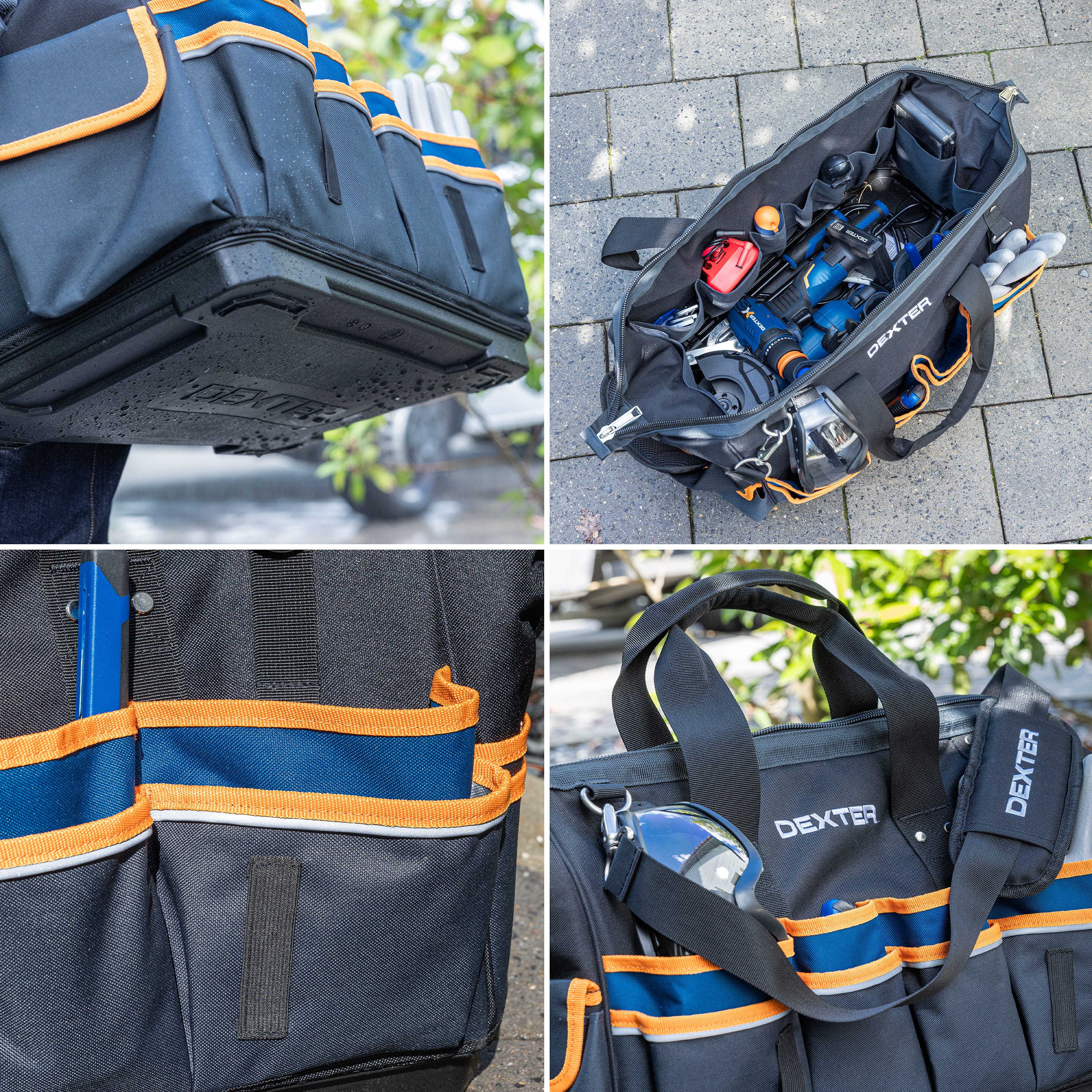 Geanta unelte Dexter, cu organizator, textil, 40 L, 48 x 32 x 27 Geanta unelte Dexter, cu organizator, textil, 40 L, 48 x 32 x 27