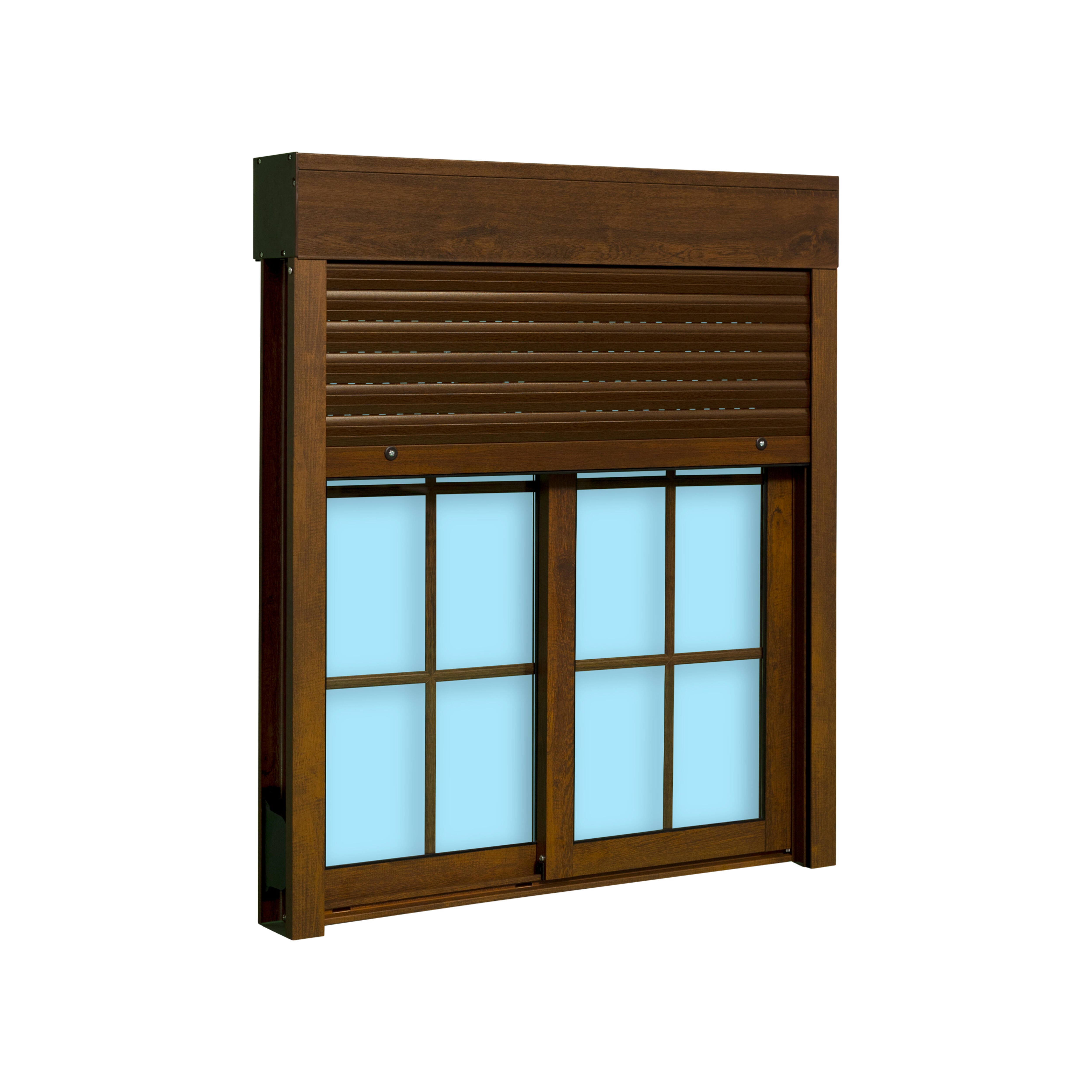 VENTANA ALUMINIO CORREDERA CON PALILLERIA Y PERSIANA NOGAL 100X115CM - 3