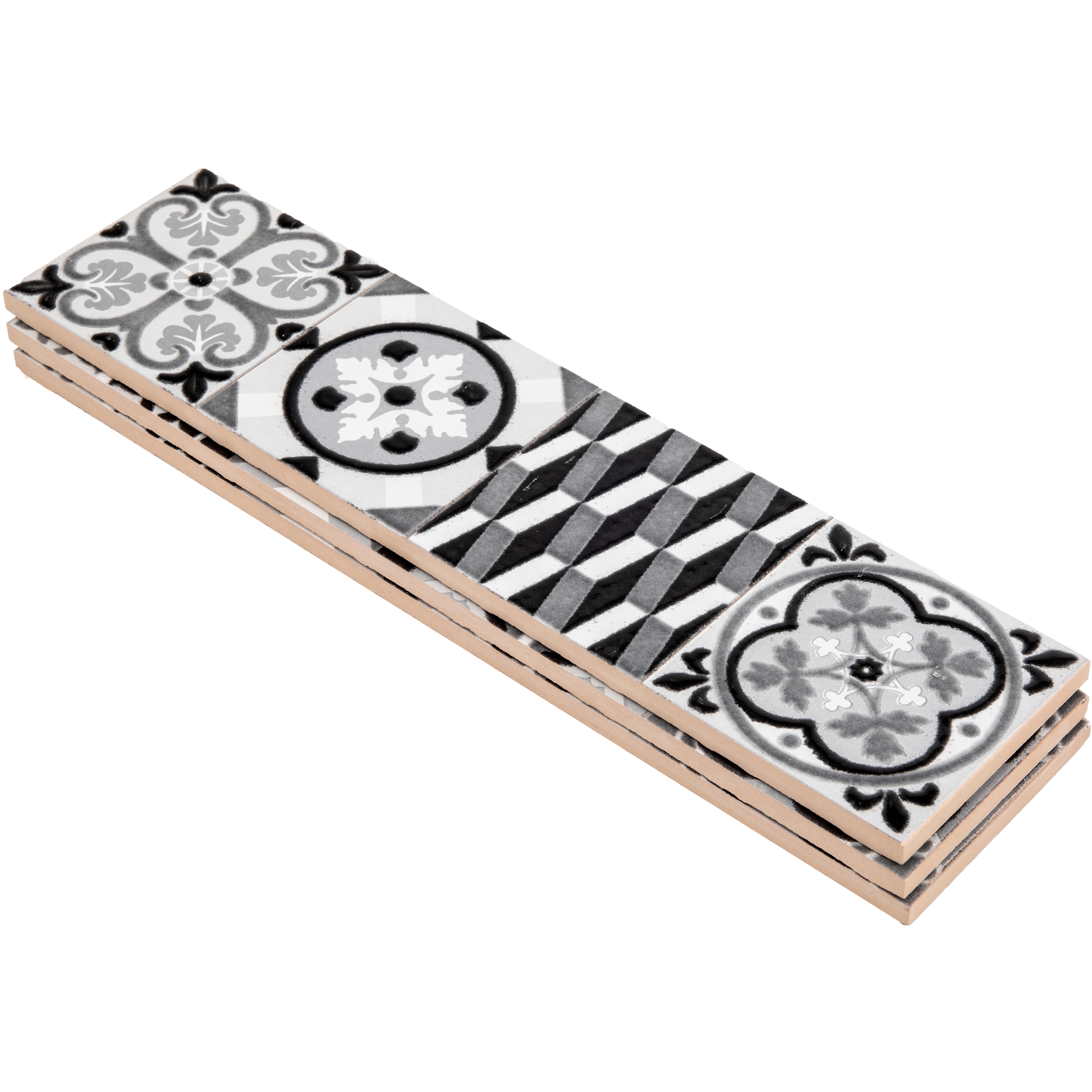 CENEFA CERÁMICA 7X30CM 7559 GRIS. PACK 3 UNIDADES - 3