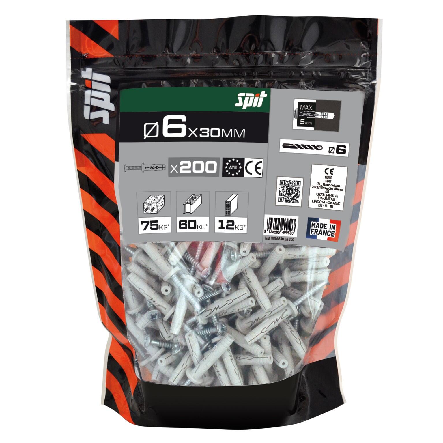 TACO DE GOLPE POLIAMIDA DIÁMETRO 6MM LONGITUD 30MM SPIT 200UDS - 2