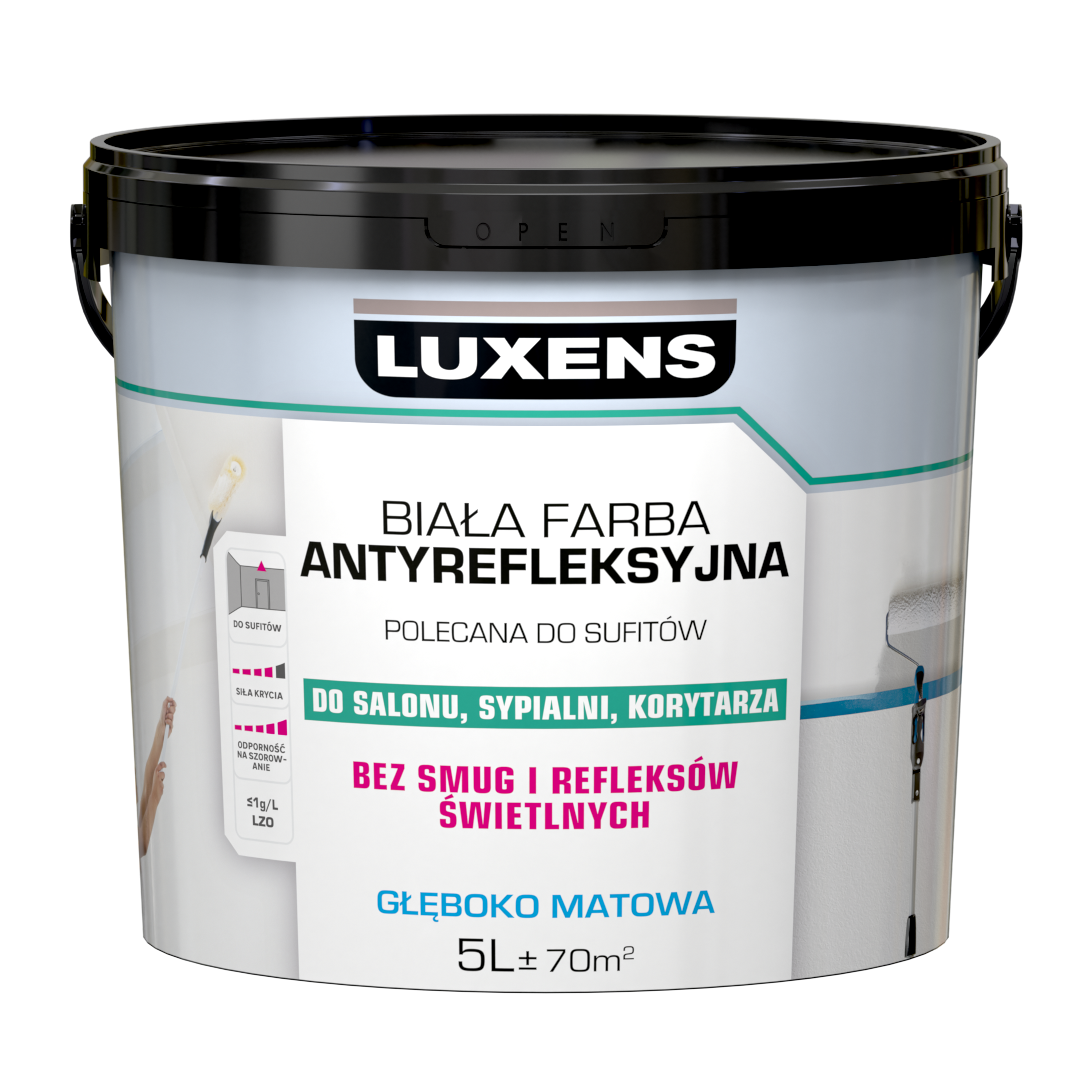 Farba Luxens Antyrefleksyjna emulsja biała 5 l