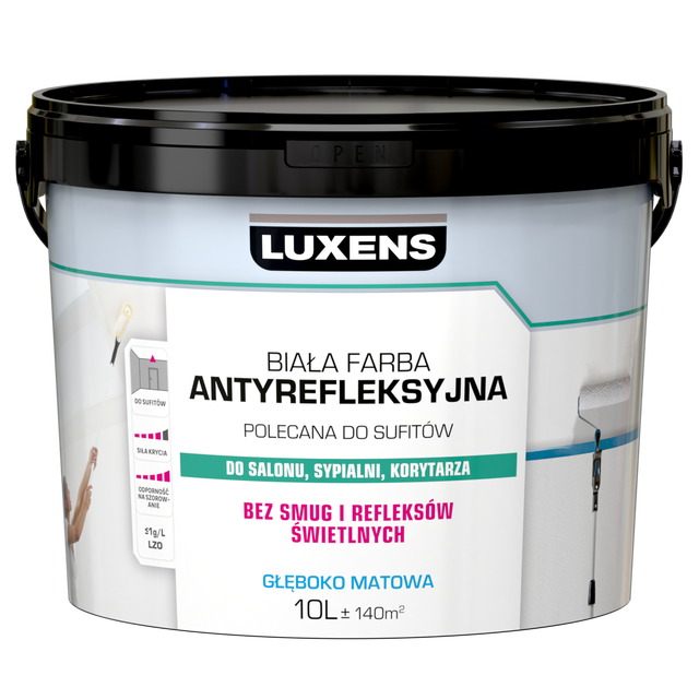 Farba Luxens Antyrefleksyjna emulsja biała 10 l