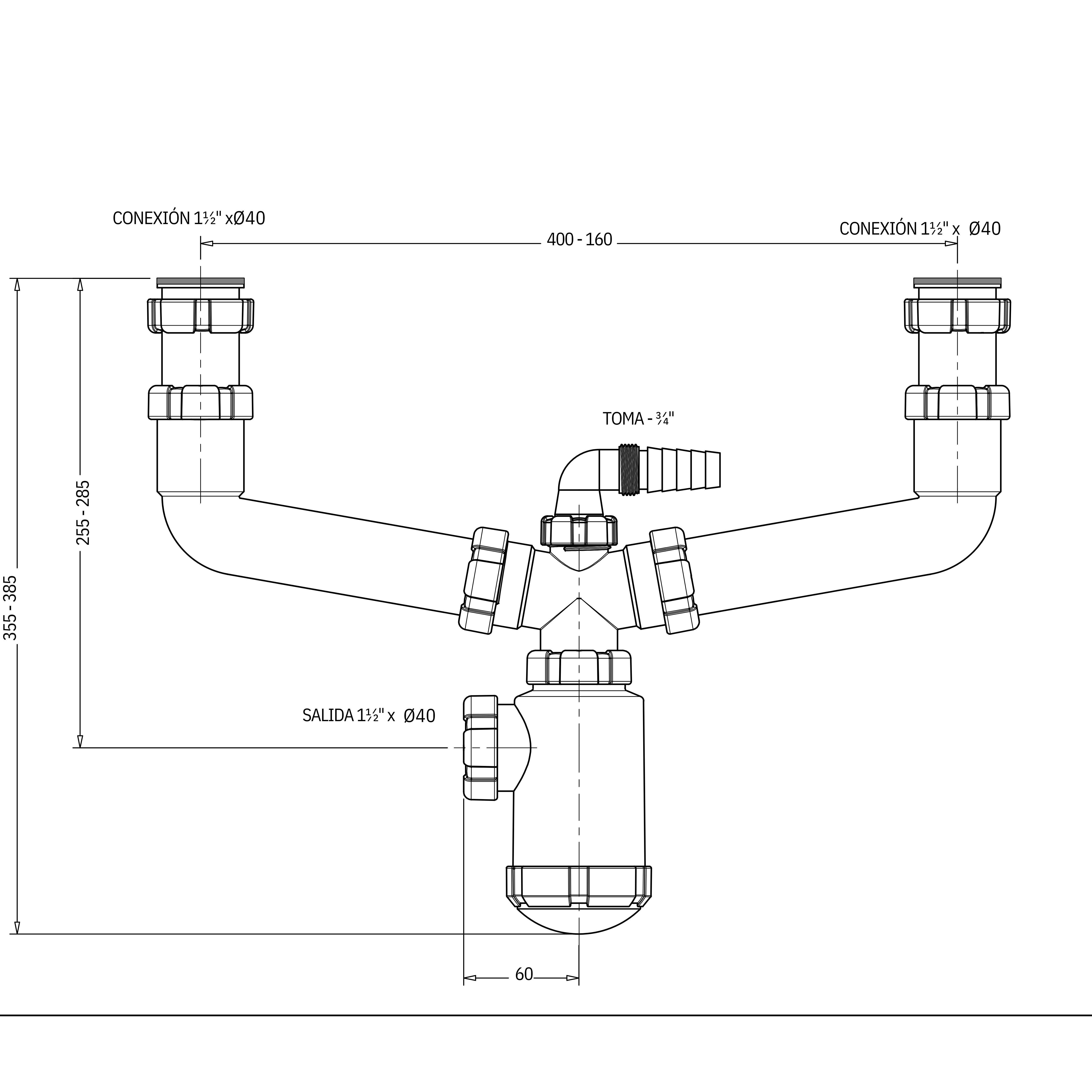 SIFÓN FREGADERO BOTELLA EXTENSIBLE 1 1/2