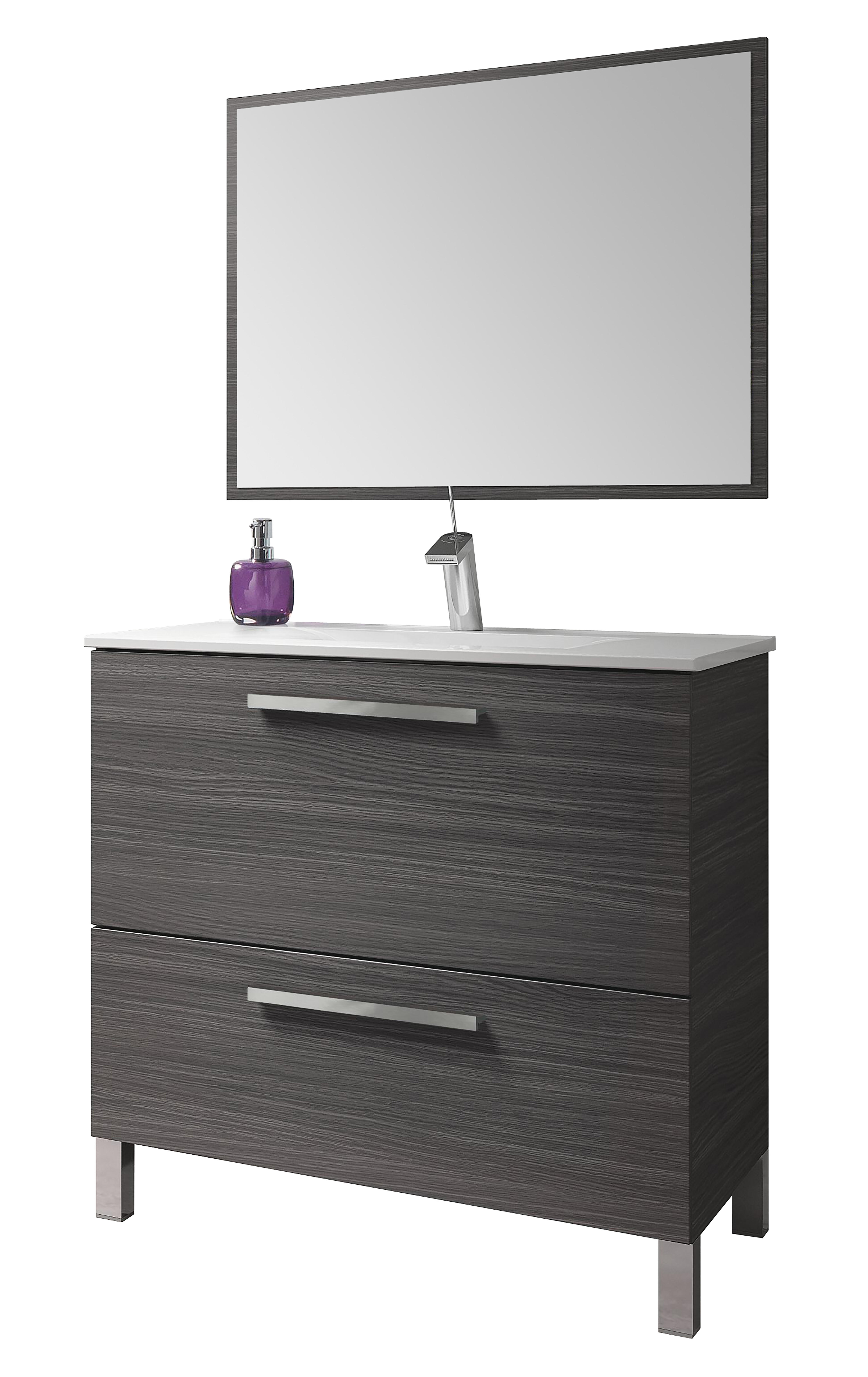 MUEBLE DE BAÑO CON ESPEJO URBAN CENIZA 80X45,5CM - 3
